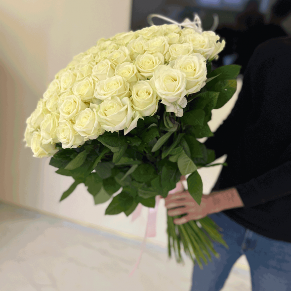 101 белая роза, лента в Белогорске