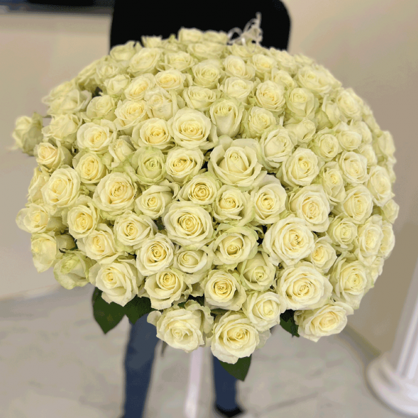 101 белая роза, лента в Белогорске