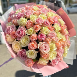 101 Роза радужный микс