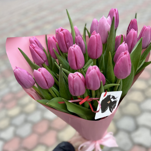 21 розовый тюльпан в Белогорске