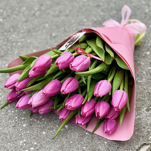 21 розовый тюльпан в Белогорске