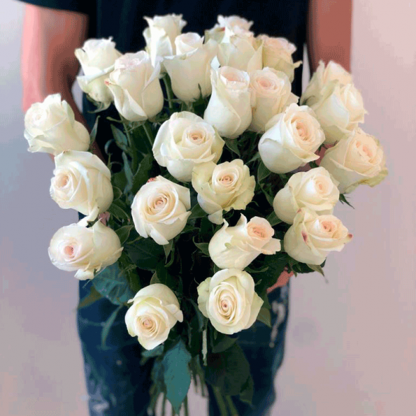 21 белая роза, лента в Белогорске