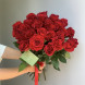 27 красных импортных роз, лента в Белогорске